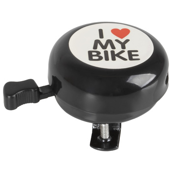 Ringklocka svart stål i love my bike diameter 54 mm