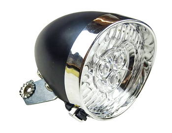 Batterilampa led cykellyse framlyse för fast montage klassisk modell svart