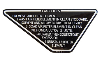Dekal filter caution Honda MB / MT