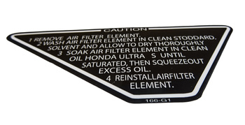 Dekal filter caution Honda MB / MT