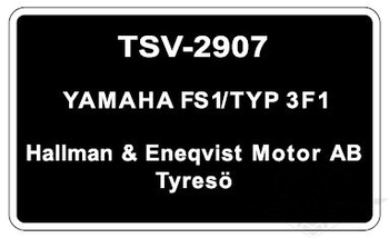 Typskylt / dekal Yamaha FS1  ( 3F1 )