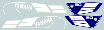 Dekalsats Yamaha FS1 1980 - 1981 ( vit / mörkt blå )